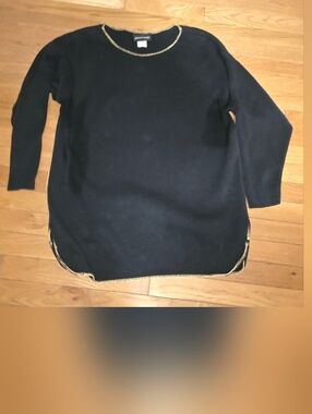 VINTAGE PIERRE CARDIN Black Label SWEATER TUNIC GOLD THREAD HEAVY MATERIAL SMALL